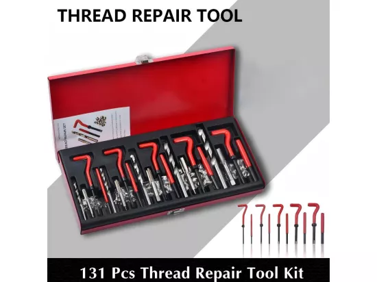 131 pcs Outils de filetage, M5, M6, M8, M10, M12 manchon fileté, avec boîte de rangement