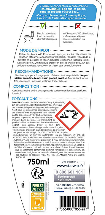 Détartrant gel WC bec directionnel Starwax 750g