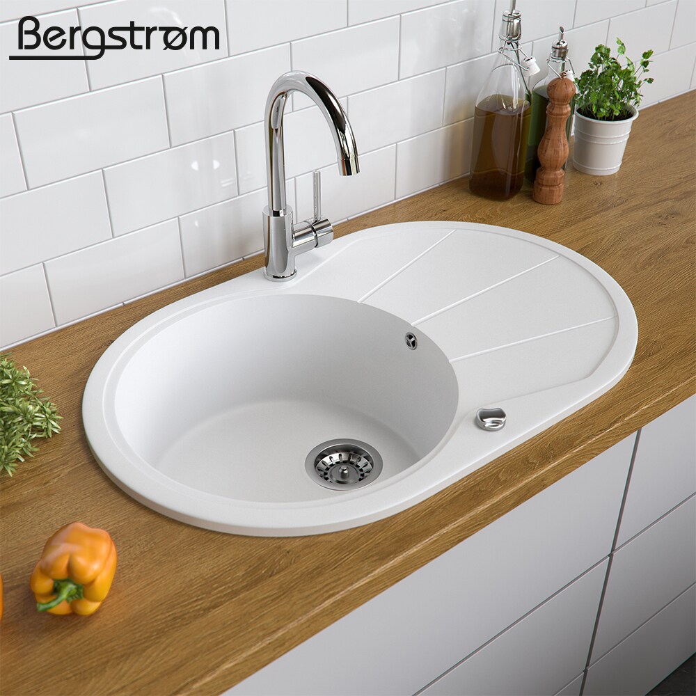 Granit Spüle Küchenspüle Einbauspüle Spülbecken+Drehexcenter+Siphon Weiß