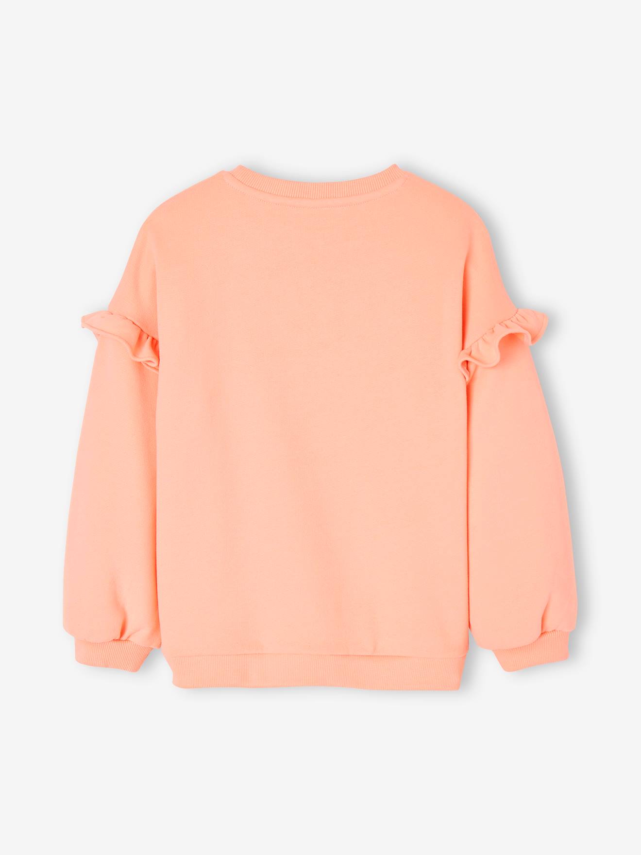 Blusa de moletom com babados personalizável para meninas, cor ferrugem