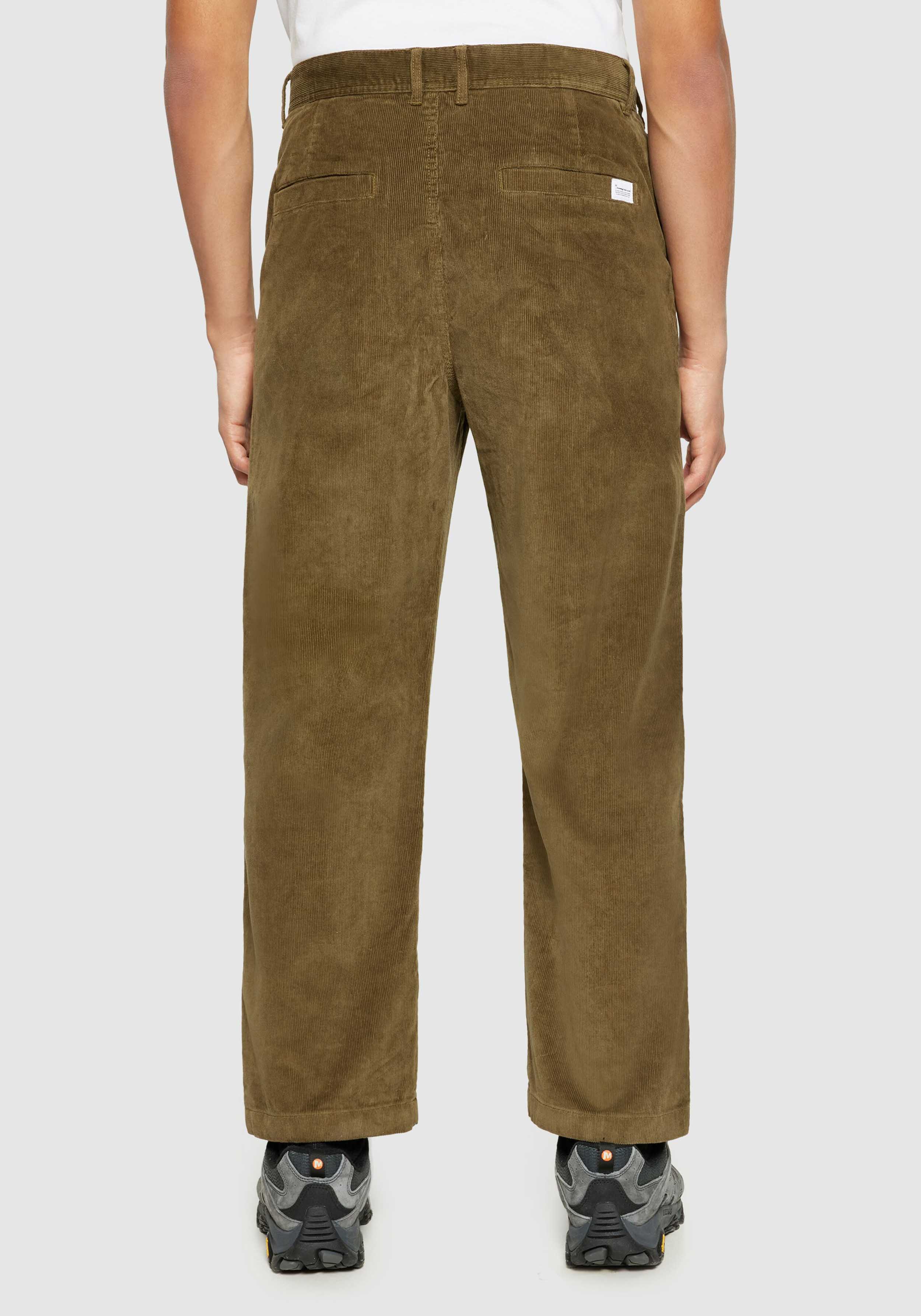 Knowledge Cotton Apparel Cord-Hose Flint Wide Corduroy Chino Pants Dark Olive