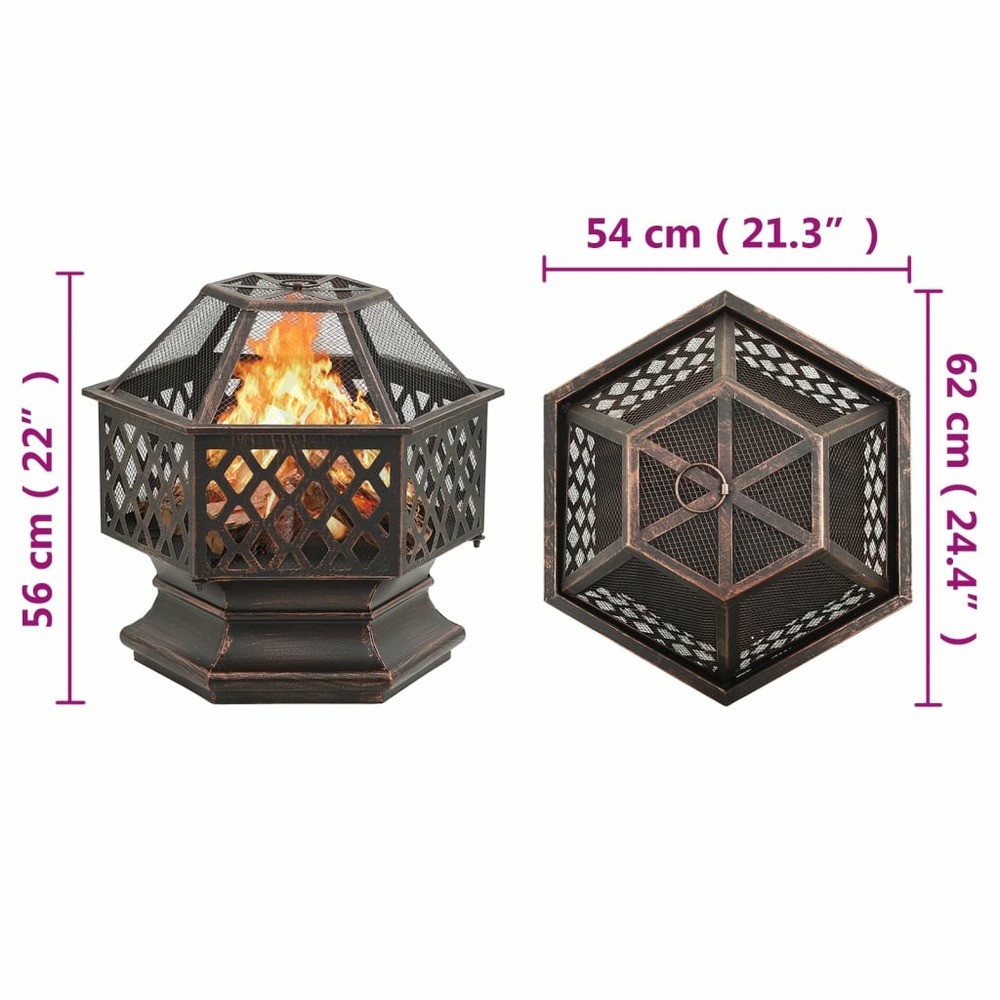 Foyer rustique avec tisonnier 62x54x56 cm xxl acier