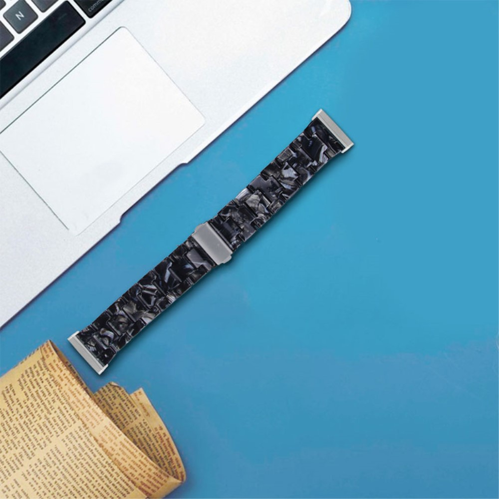 Fitbit Versa 3 / Sense Resin Armband mit Faltschliesse (Gelenkumfang: 180-210mm)  - Schwarz