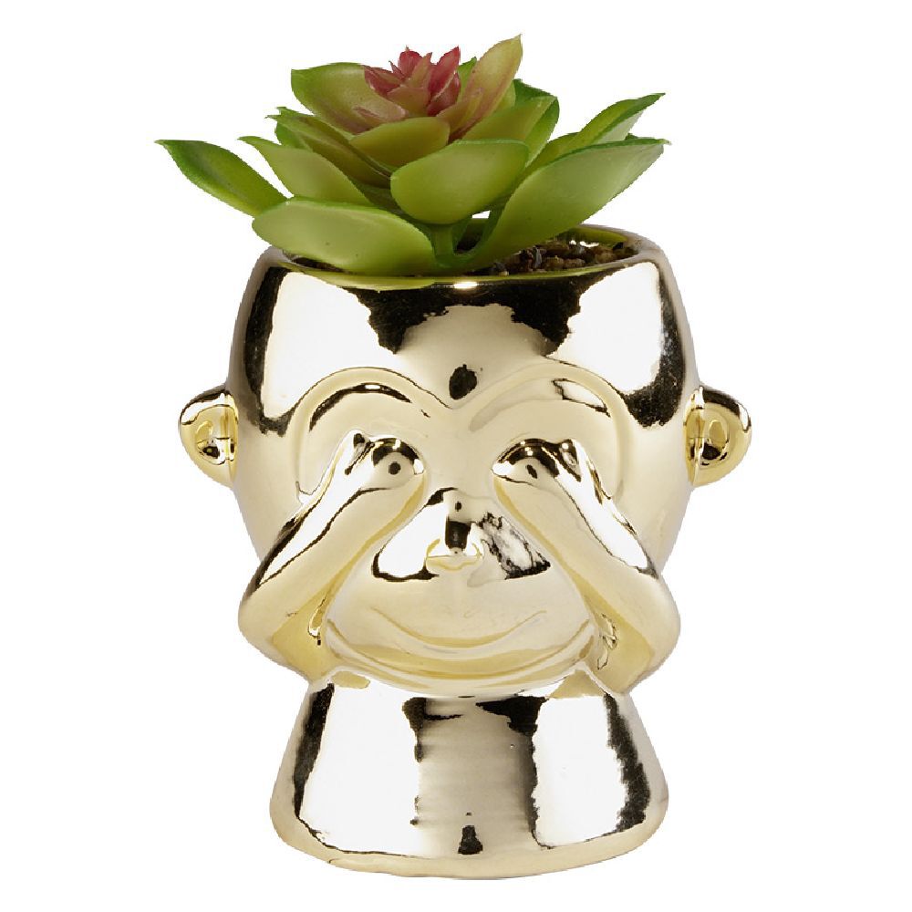 Plante artificielle pot plastique doré  Ø8xH12cm