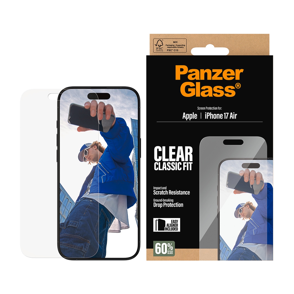 CARE by PanzerGlass Displayschutzglas »Classic Fit Screen Protector« für Apple iPhone Air Displayschutzfolie, Schutzfolie, Bildschirmschutz, kratz- & stossfest