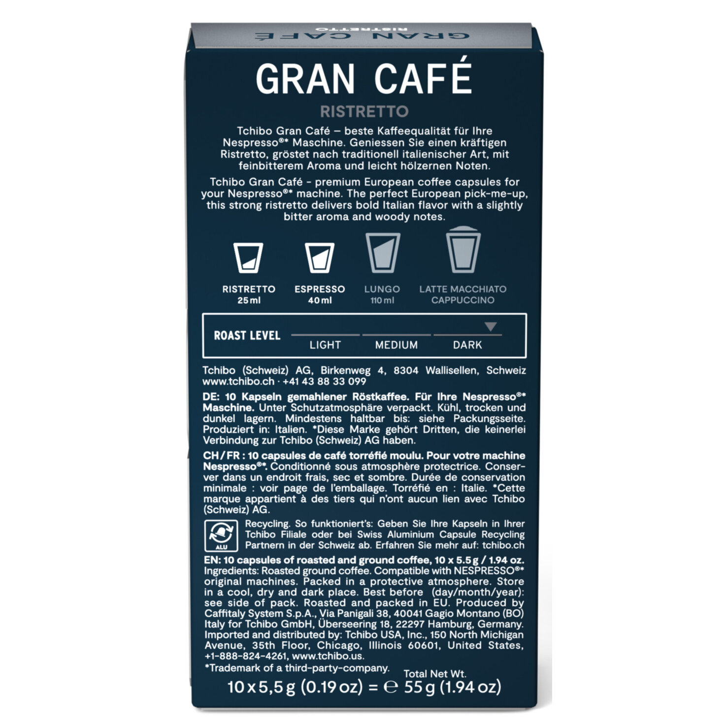 Tchibo Gran Café Ristretto 10 Kapseln - Nespresso kompatibel