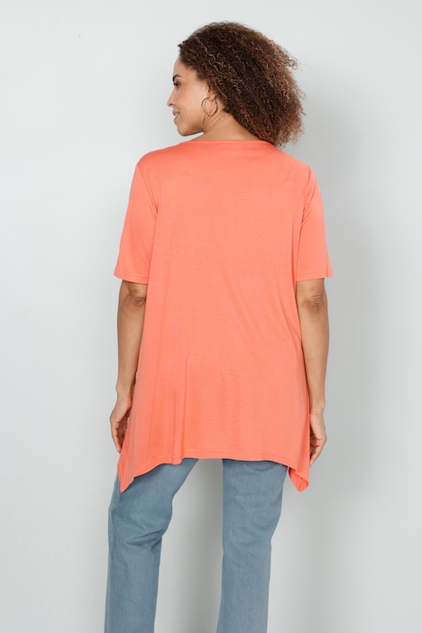 T-Shirt, Blumenmotiv, Zipfelsaum
