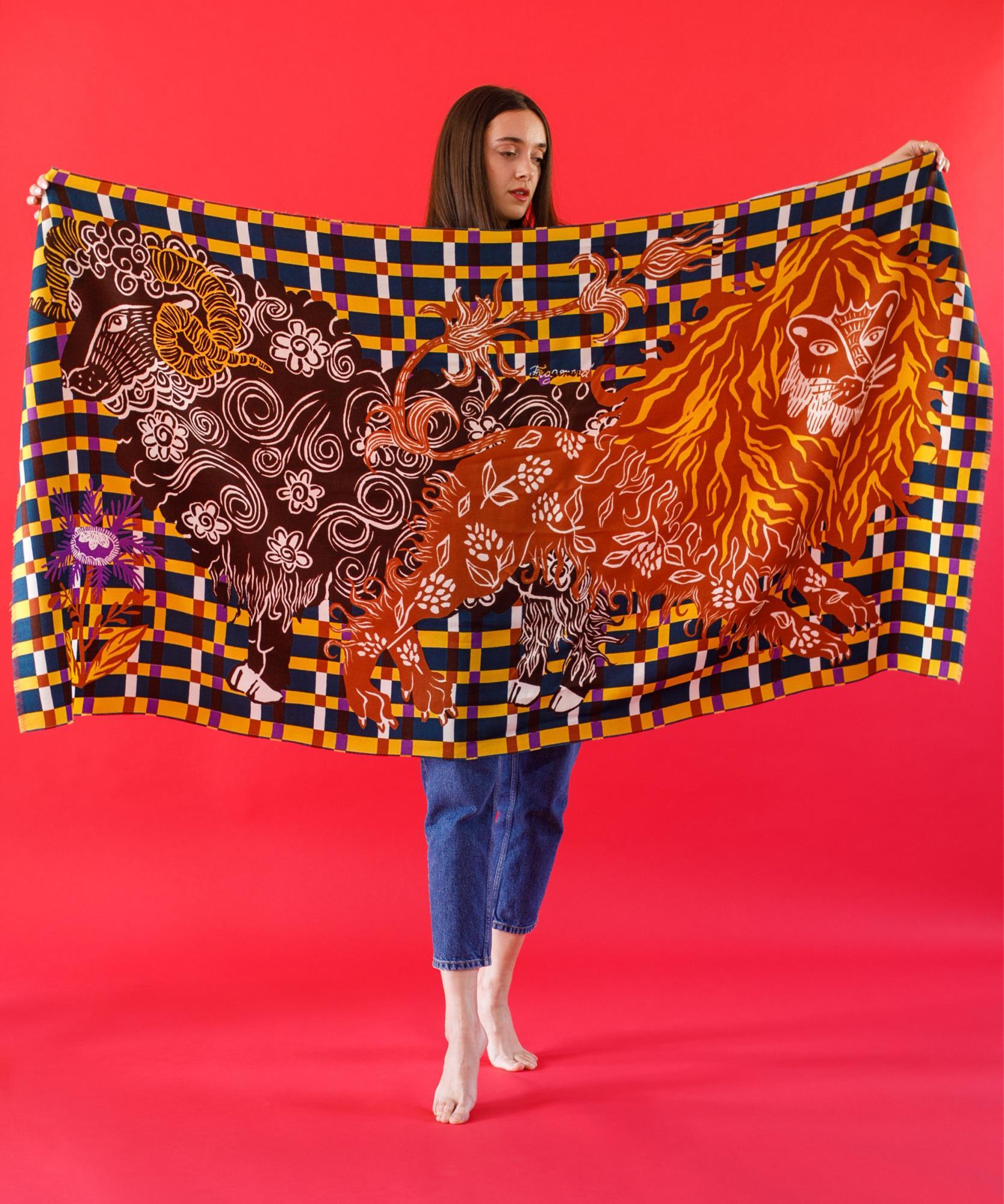 Châle Volutes  90 x 180cm - Violet