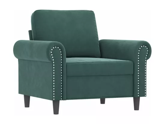 Ensemble de canapés 3 pièces avec coussins vert foncé velours