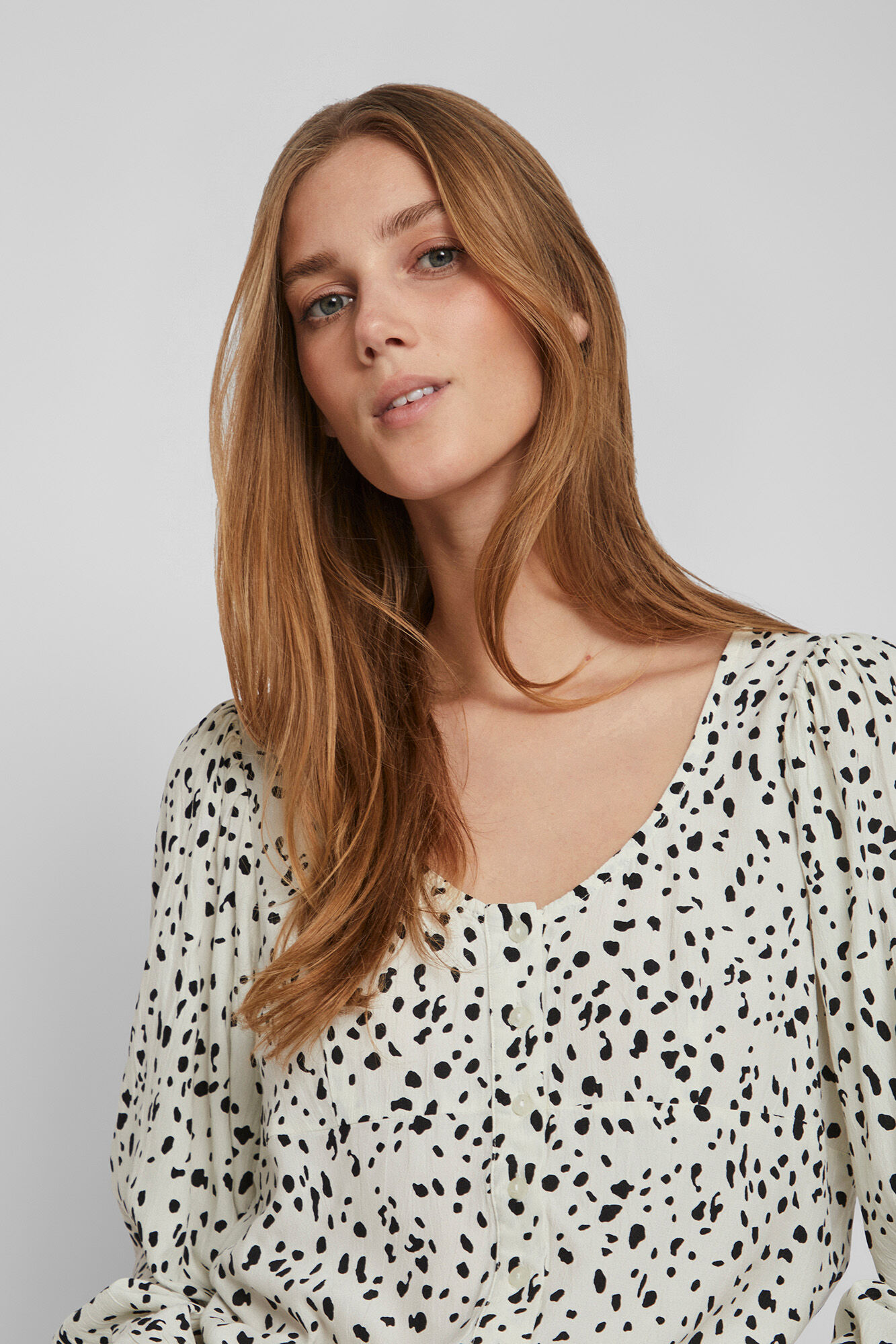 Blusa comprida de manga comprida com modelagem solta - Cinza