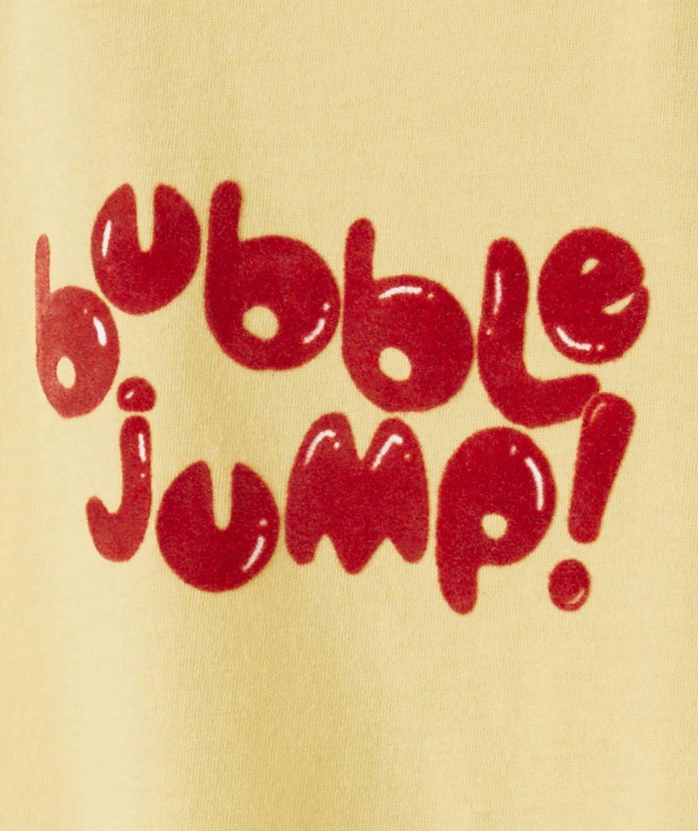 T-SHIRT BÉBÉ FILLE EN COTON BIO JAUNE AVEC MESSAGE EN FEUTRINE
