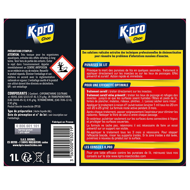 Pulvérisateur anti punaises de lit 1L