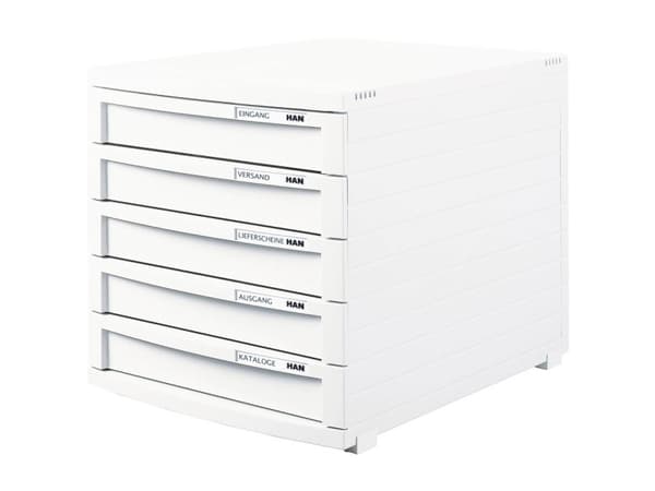 HAN CONTUR 1505-12 Skuffeboks Hvid A4 , B4, C4 Antal skuffer: 5