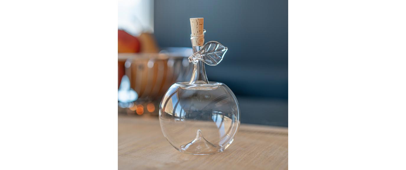 Bottiglia Mela 200 ml, 1 Stück, TransparentGlasflasche in Apfelform mit Blatt