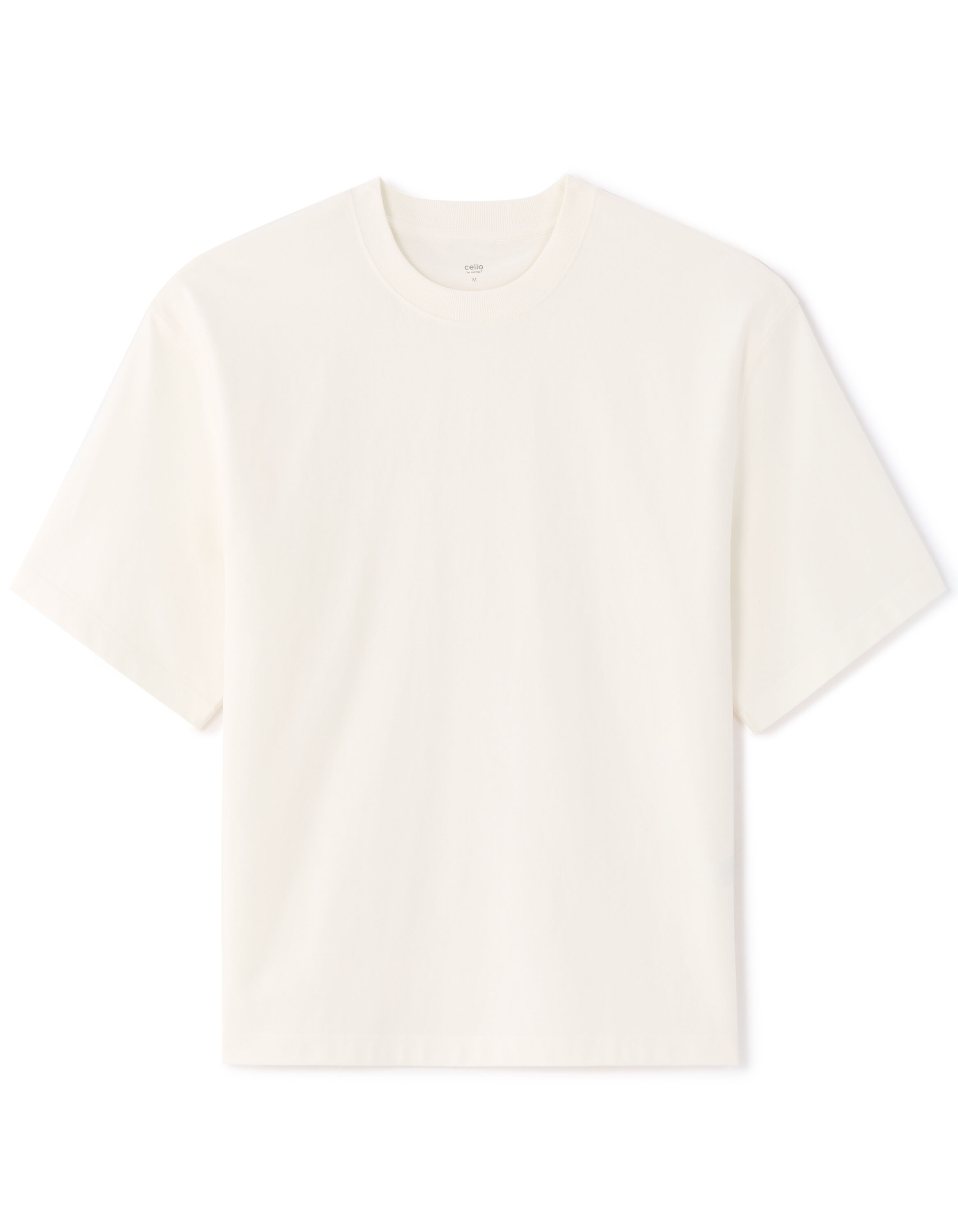 T-shirt boxy cropped col rond 100% coton - blanc