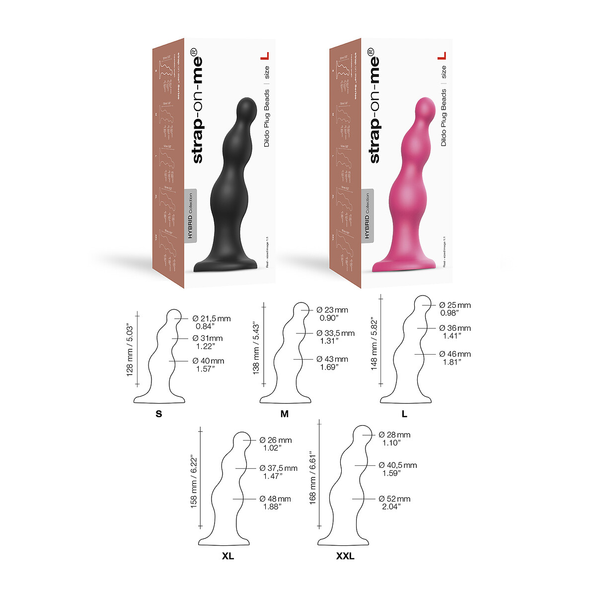 STRAP-ON-ME<br>Plug de dildo com contas metálicas tamanho P