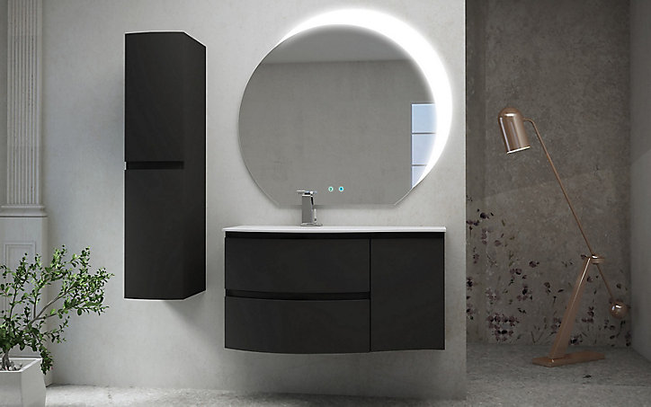 Colonne de salle de bain graphite mat Vague 30 cm