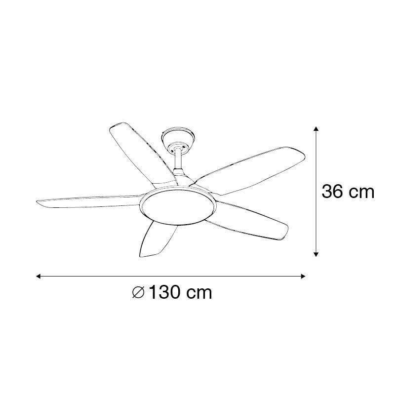 Plafondventilator wit 130cm incl. LED dimbaar met afstandsbediening - Vifte