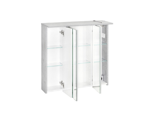 Spiegelkast Möbelpartner Profil 70,5 x 16 x 72,3 cm steengrijs 3-deurs
