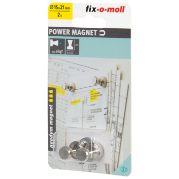 Magneet pion Neodymium zilver 15x21mm 2 stuks