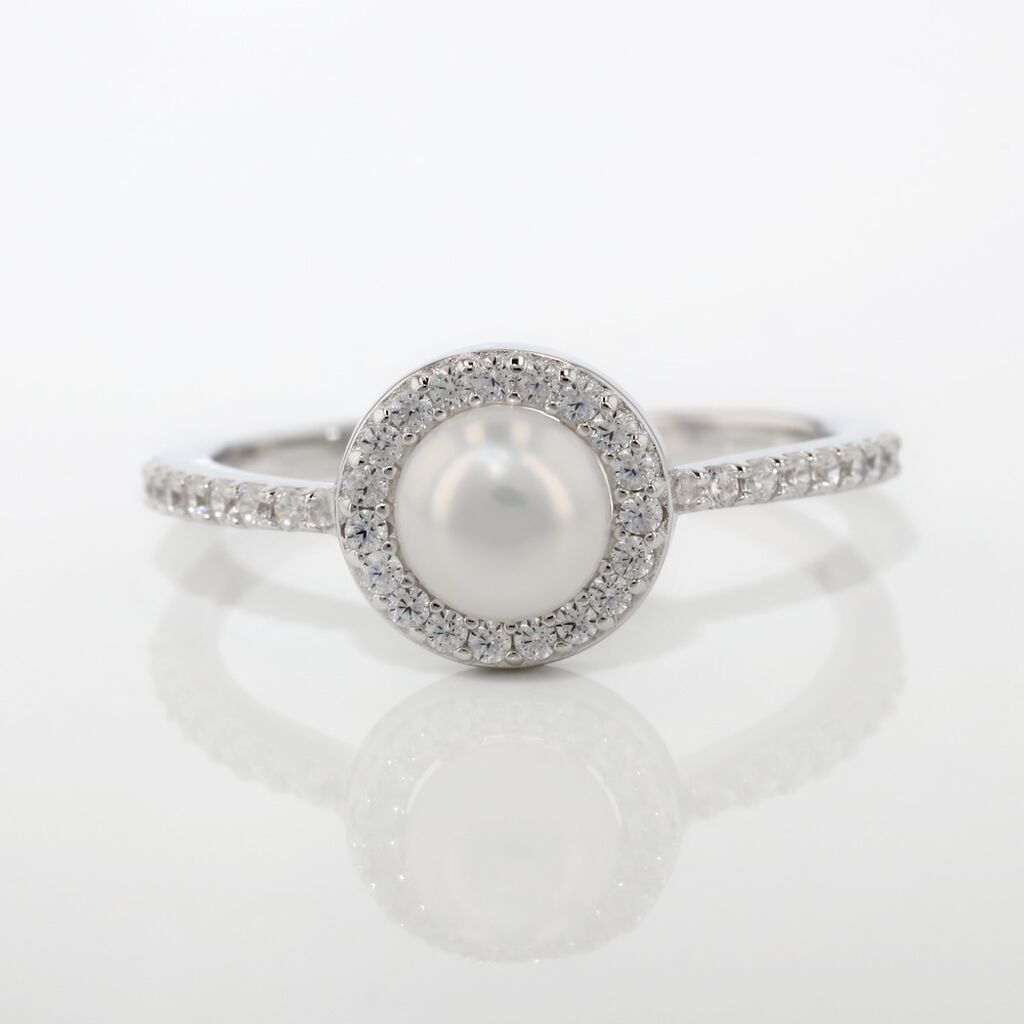 Bague Argent Blanc Suada Perle De Culture Oxyde De Zirconium