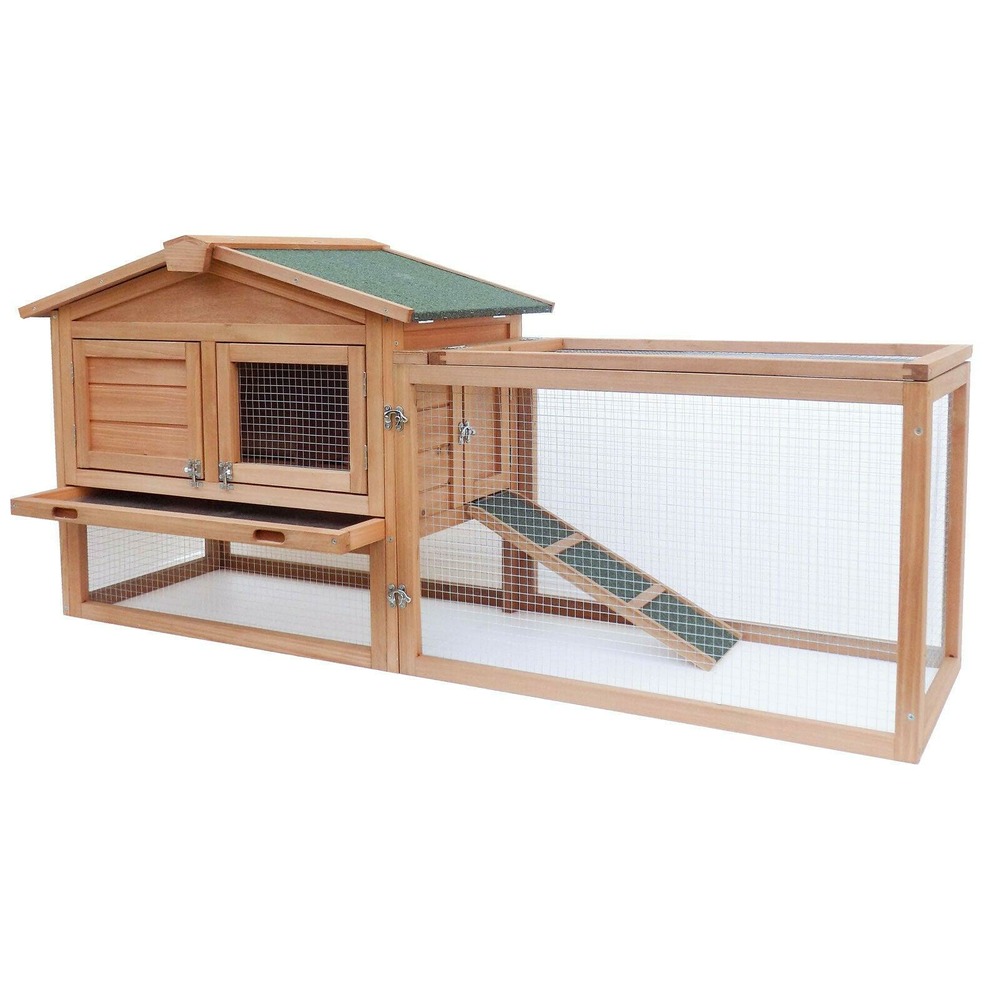 Clapier à lapin rongeurs xxl espaces extérieur grand abri 156 cm bois d'épicéa