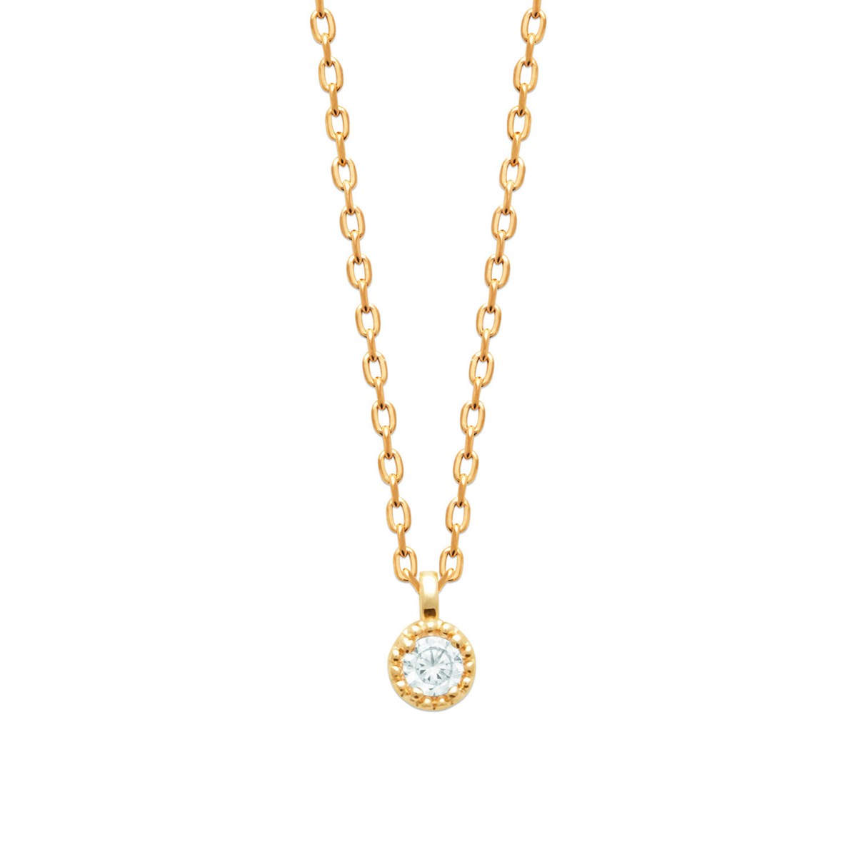 Collier Brillaxis pendentif oxyde de zirconium 4 mm
