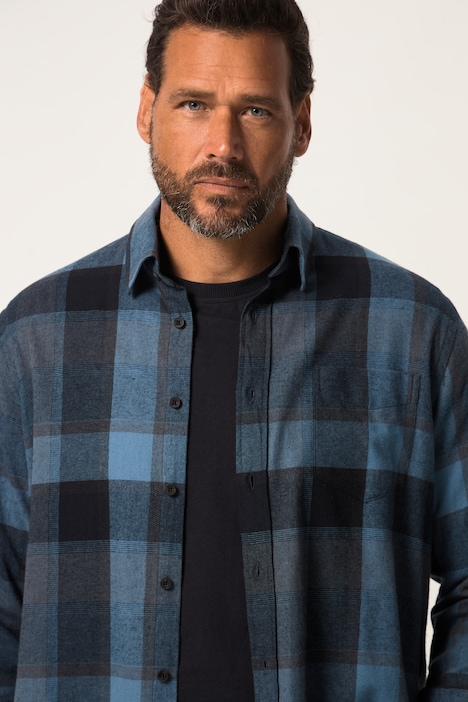 Karo-Flanellhemd, Langarm, Kentkragen, Modern Fit