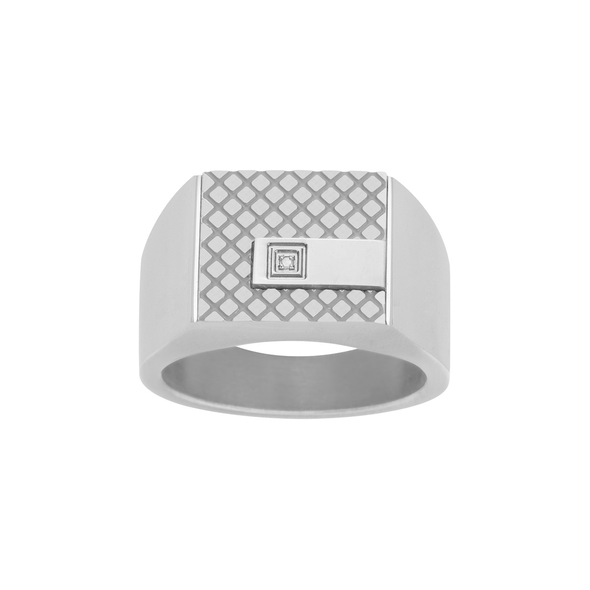 Chevalière Balthazar en Acier 316L avec diamant blanc