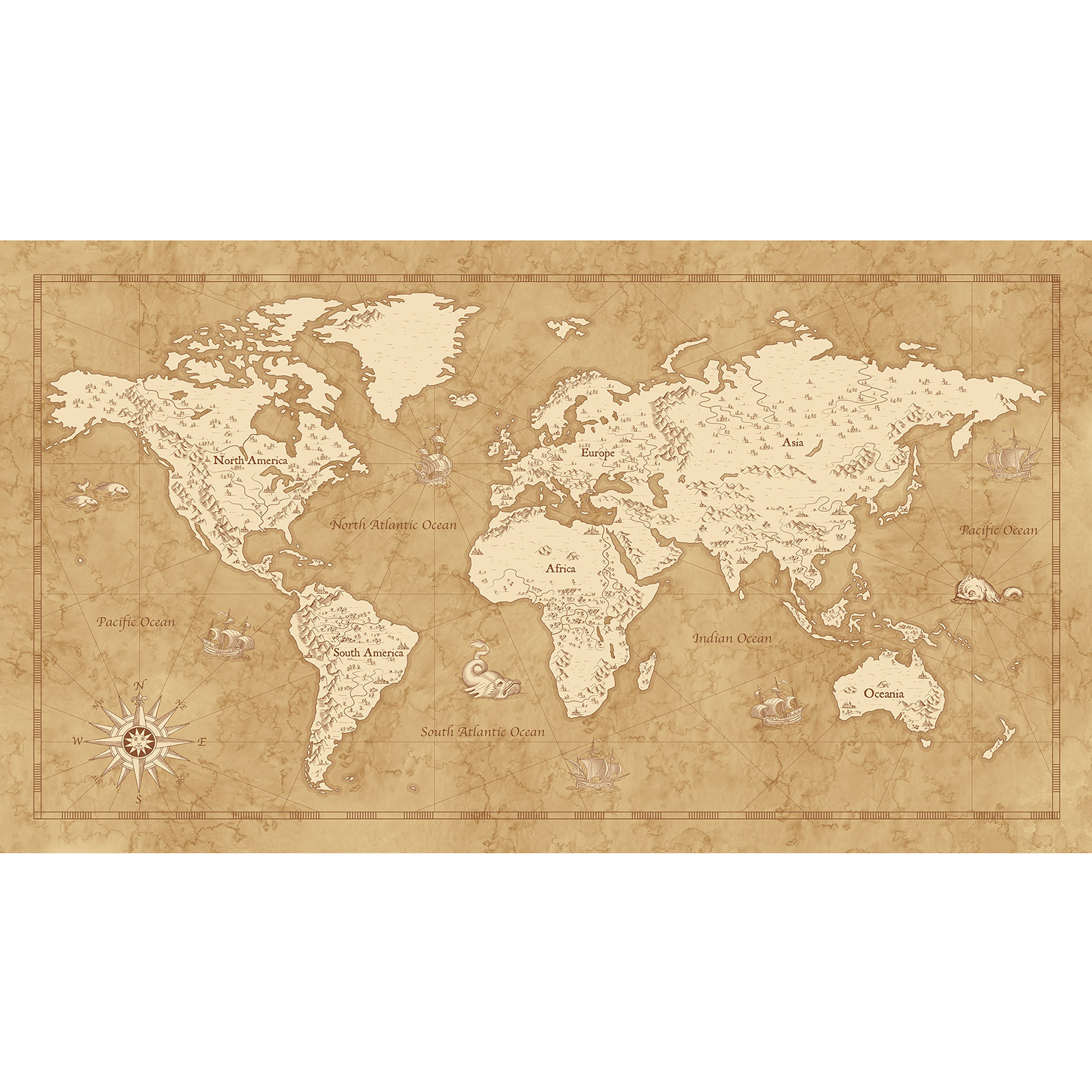 Vlies-Fototapete WORLD MAP - bunt - 500x280 cm