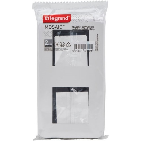 Plaque avec support pour 2 x 2 modules - Mosaic - montage vertical entraxe