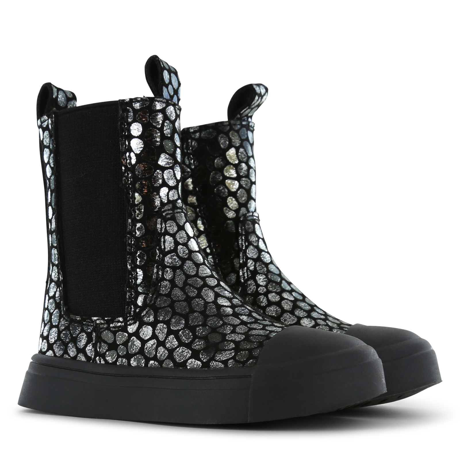 Shoesme Schwarzer und silberner Chelsea Boot
