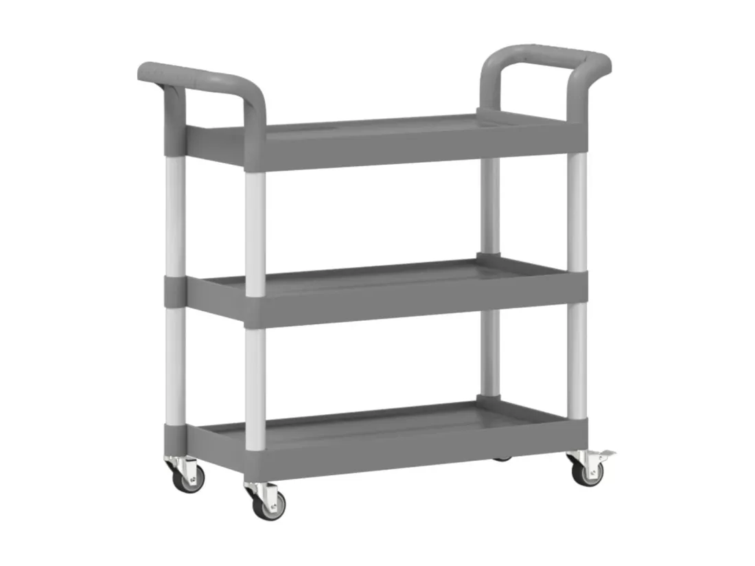 Chariot à 3 niveaux gris 77x34x72 cm aluminium