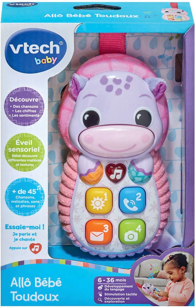TOUDOUX ALLO BEBE  - UN TELEPHONE HIPPOPOTAME ROSE