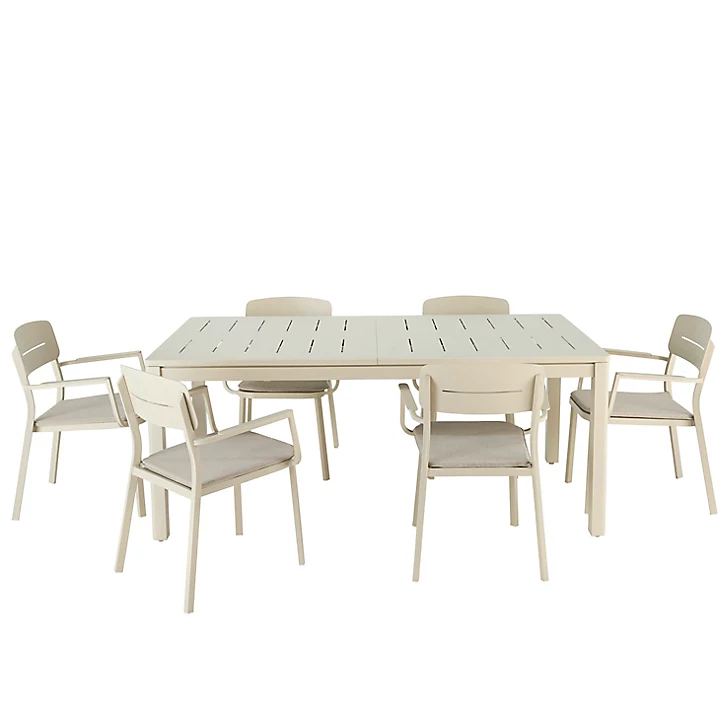 Table de jardin extensible Santorin en aluminium coloris sable L.180/260 x l.100 x H.75 cm