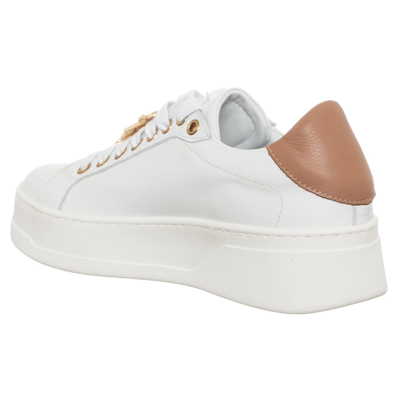 Loretta Pettinari Sneakers en Cuir Agta blanc/camel