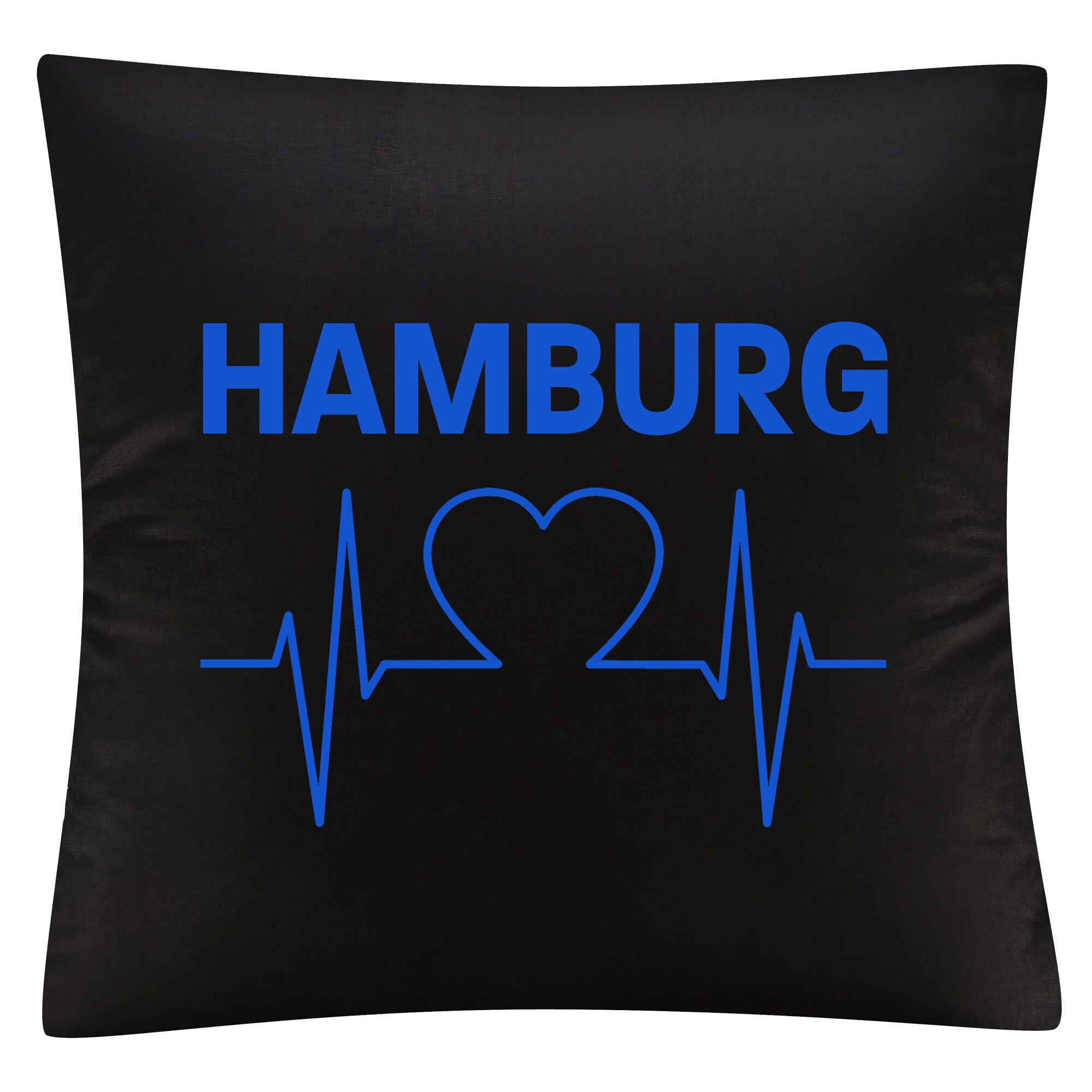 multifanshop® Kissenbezug - Hamburg - Herzschlag - Druck blau