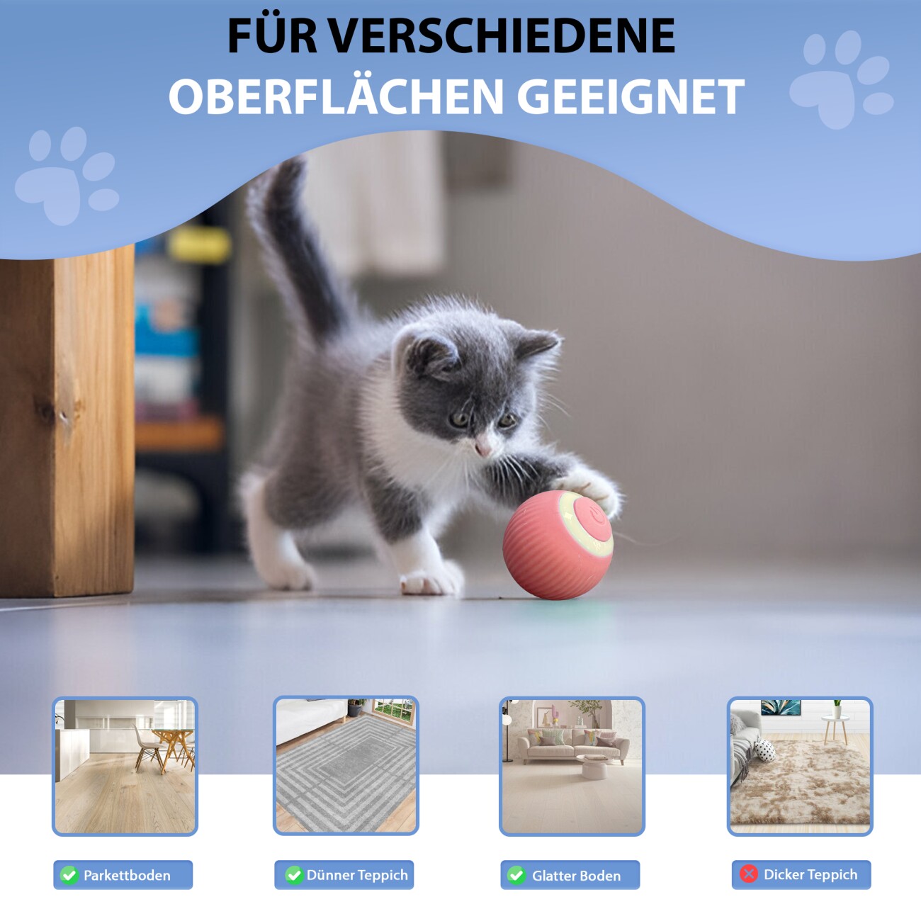 Petsation Interaktives Katzenspielzeug Ball elektrisch