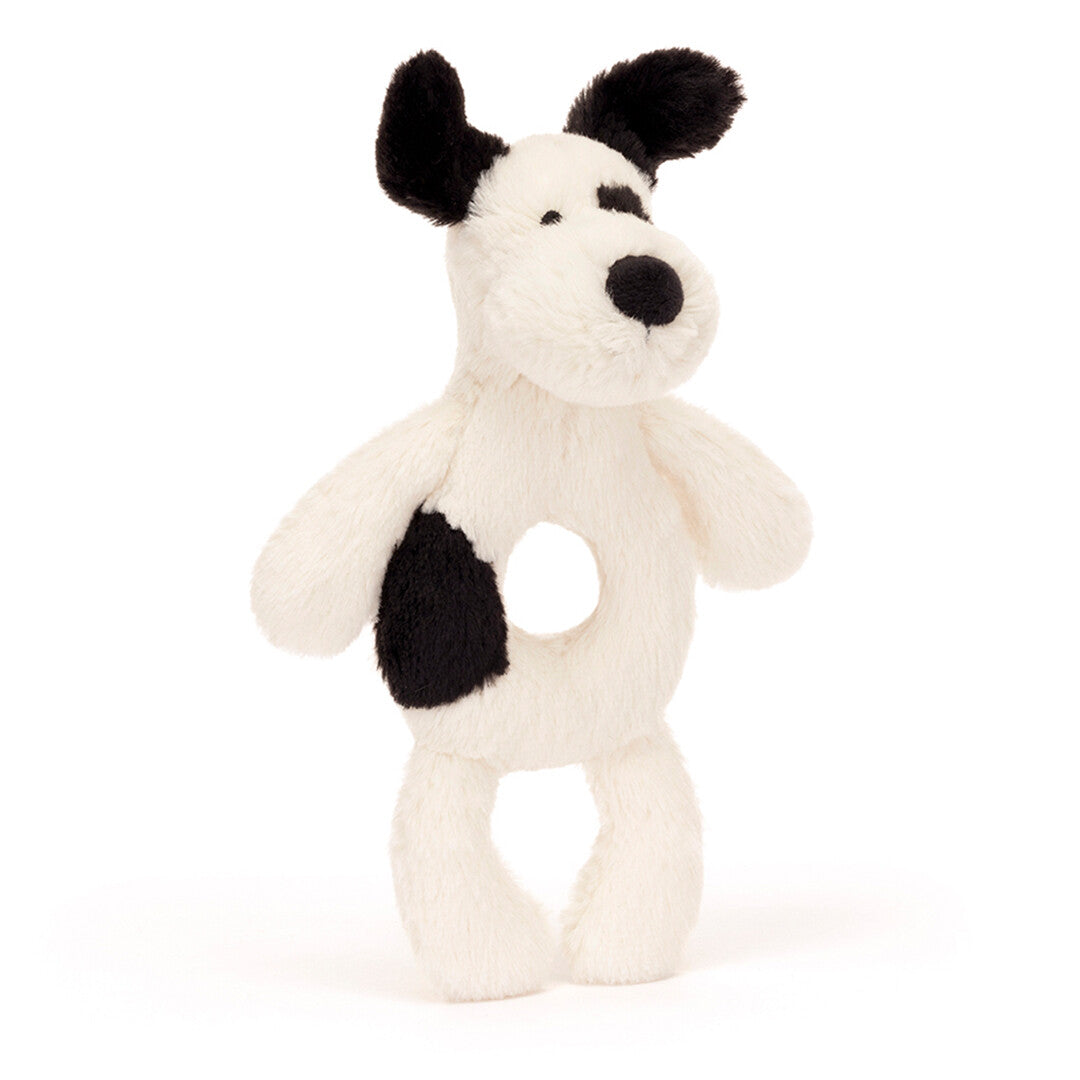 Jellycat rammelaar bashful black&cream puppy
