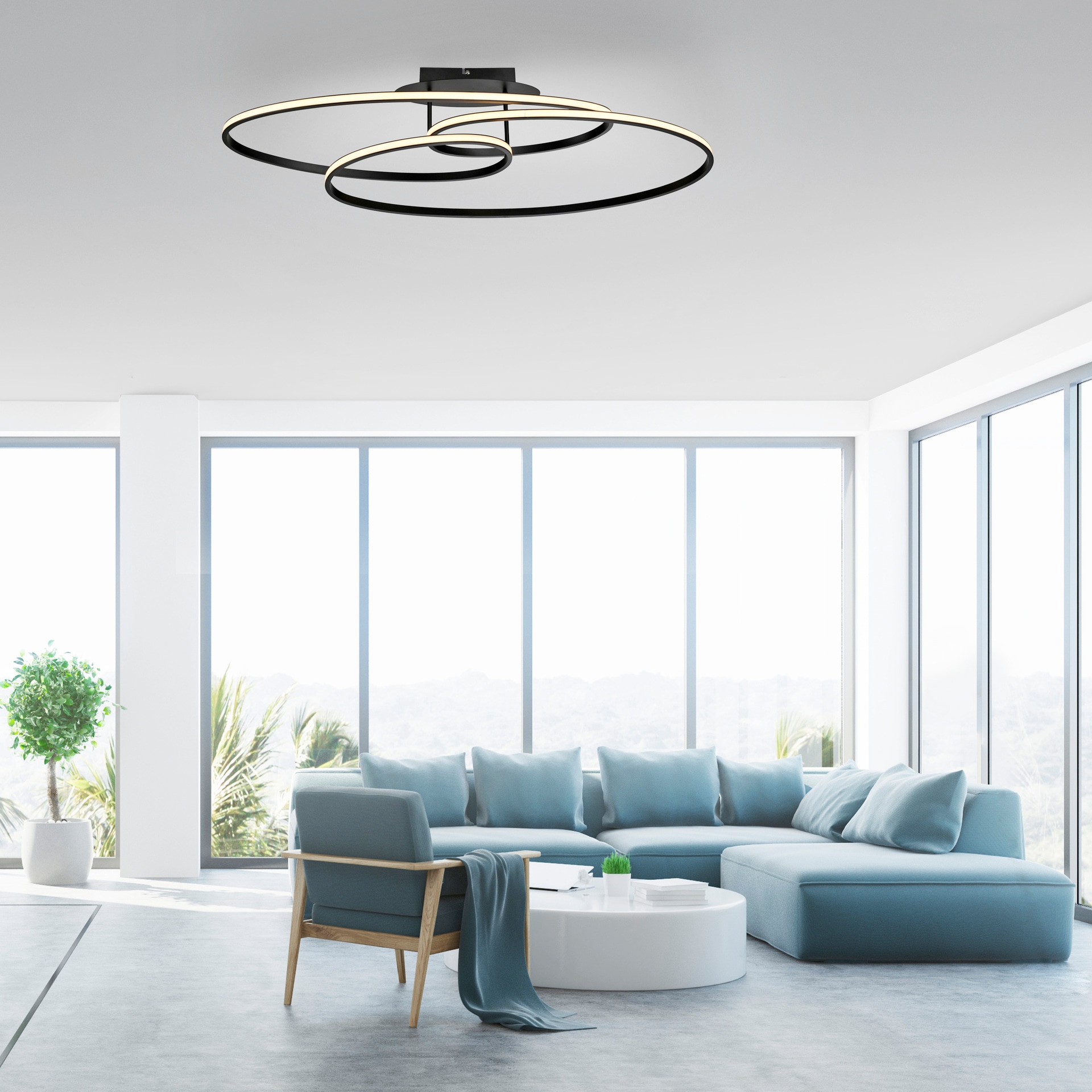 JUST LIGHT LED Deckenlampe LUMACA 81 x 30,5 cm schwarz