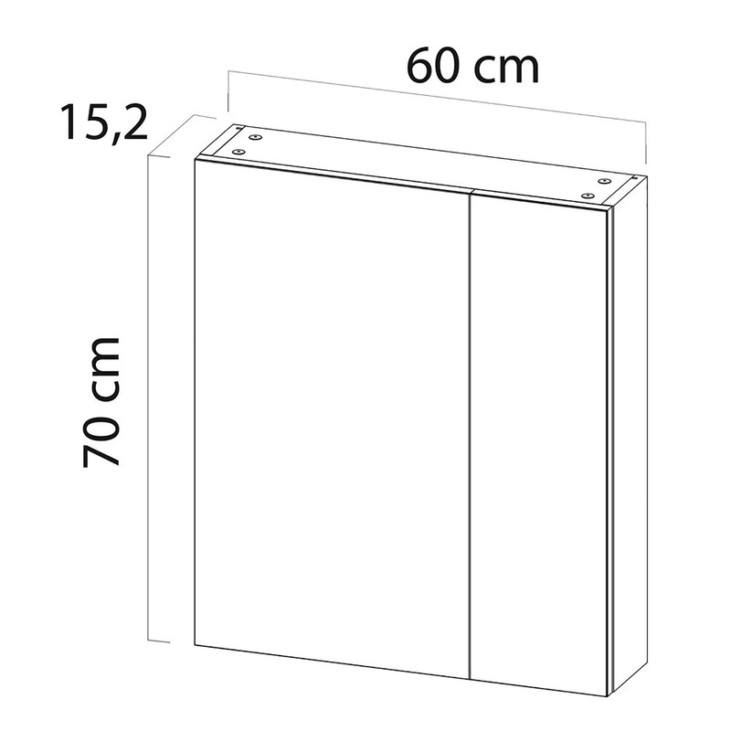 Tiger S-line Spiegelkast 60 cm met 2 enkelzijdige spiegeldeuren Naturel eik