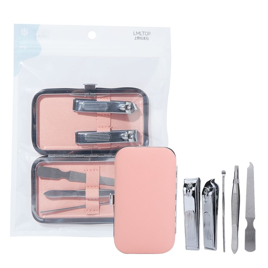 Charyeina - Set van 5: Roestvrijstalen nagelknipper + pincet + nagelvijl + oorstokje + etui