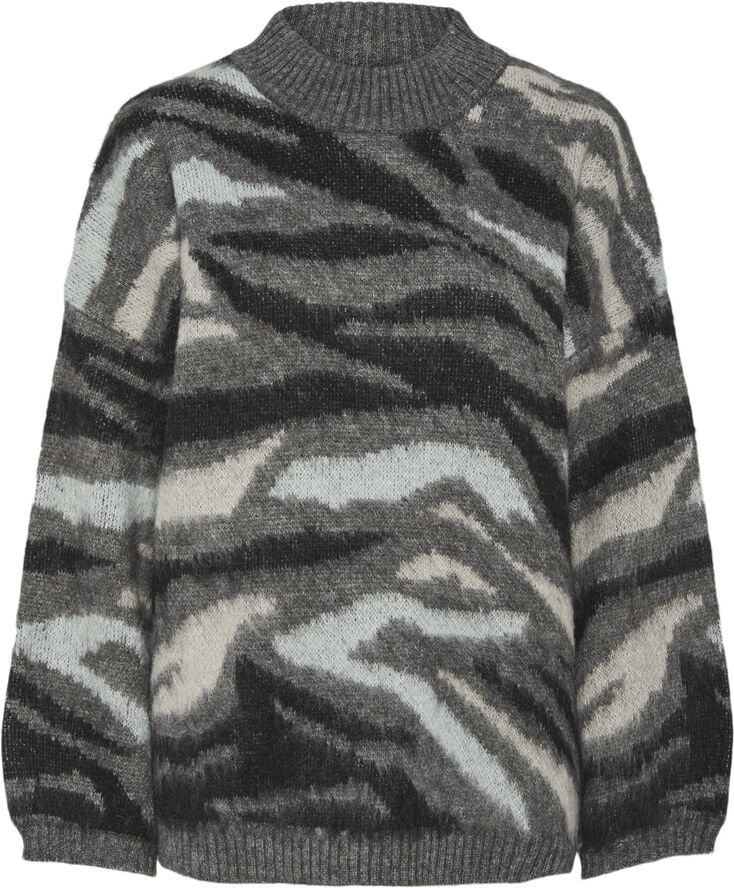 Pieces PCPEGGY LS HIGH NECK JACQUARD KNIT Hvid