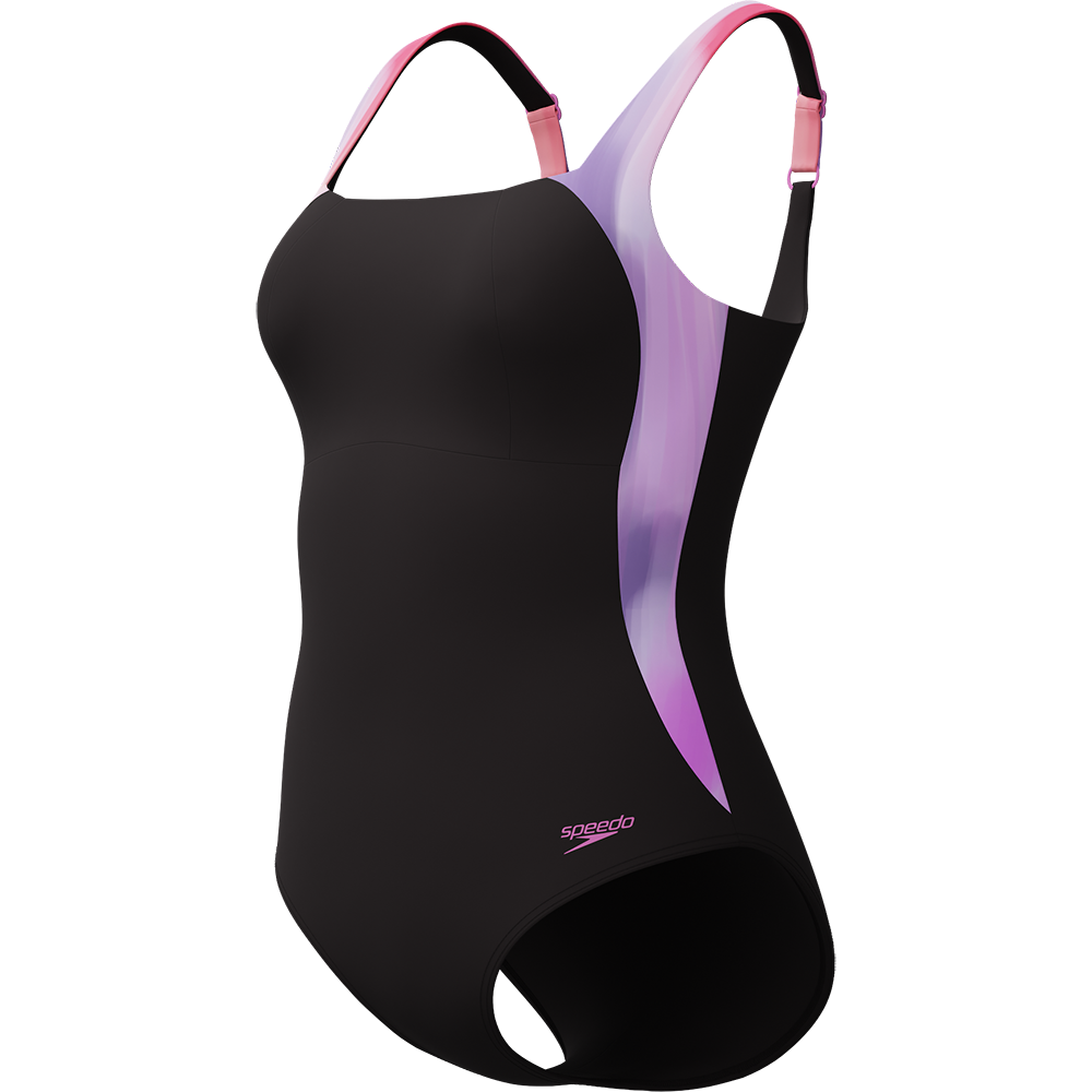 Speedo Shaping LunaLustre Printed Badeanzug Damen neon violet