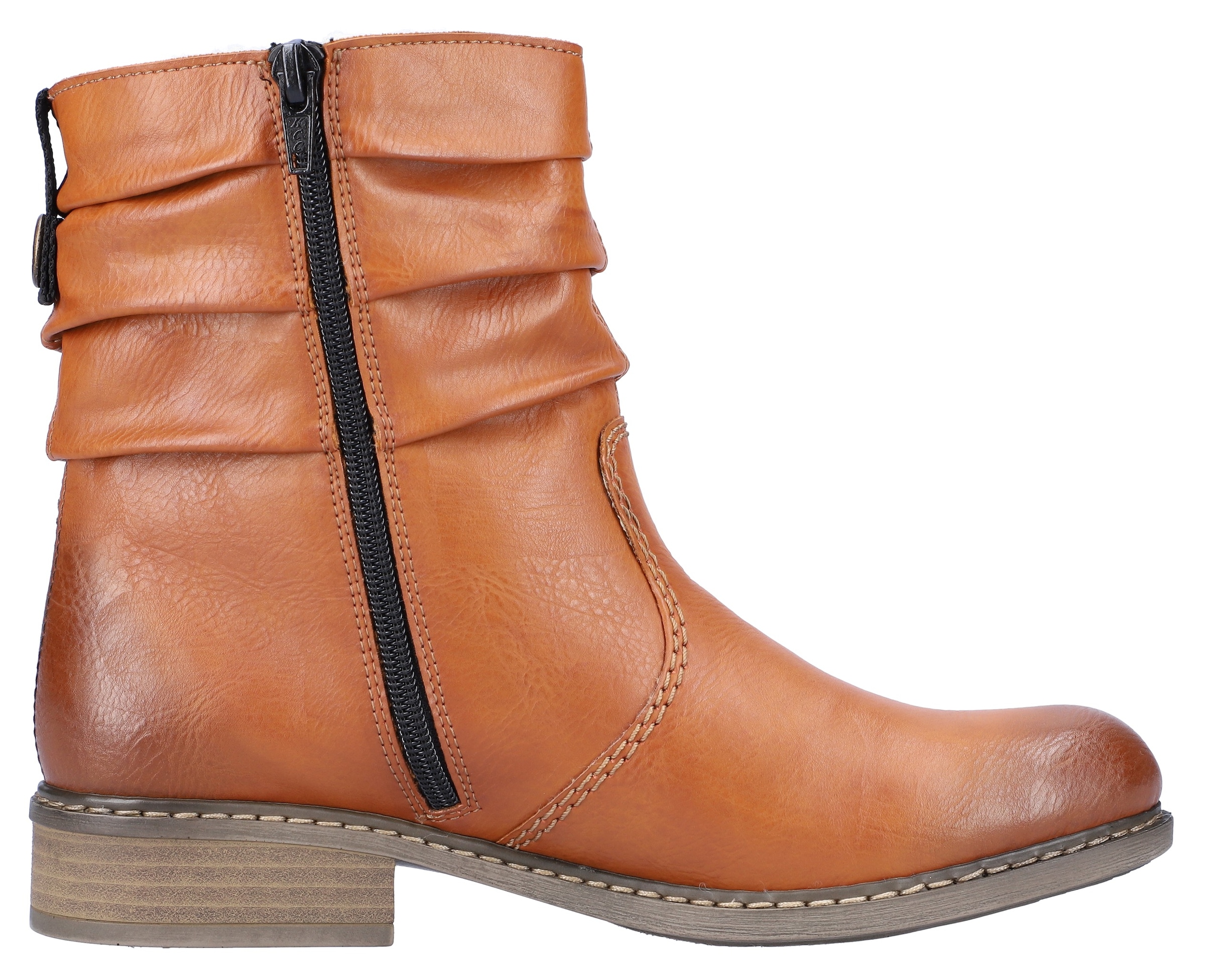 Rieker Winterboots  , Winterstiefelette, Blockabsatz, Warmfutter, geraffter slouchy Schaft