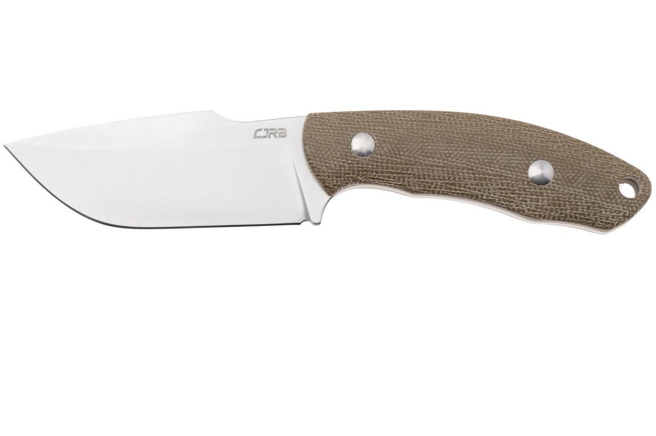 CJRB Mutt J1958-ODG Satin AR-RPM9, Green Micarta, vaststaand mes, Jonathan Shaw design