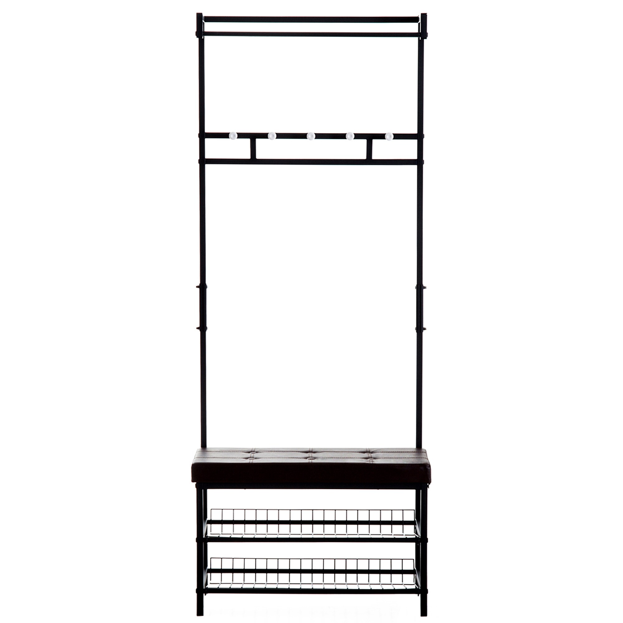 HOMCOM Garderobenbank mit 2 Schuhablagen schwarz, braun 72,5 x 35 x 180 cm (BxTxH)