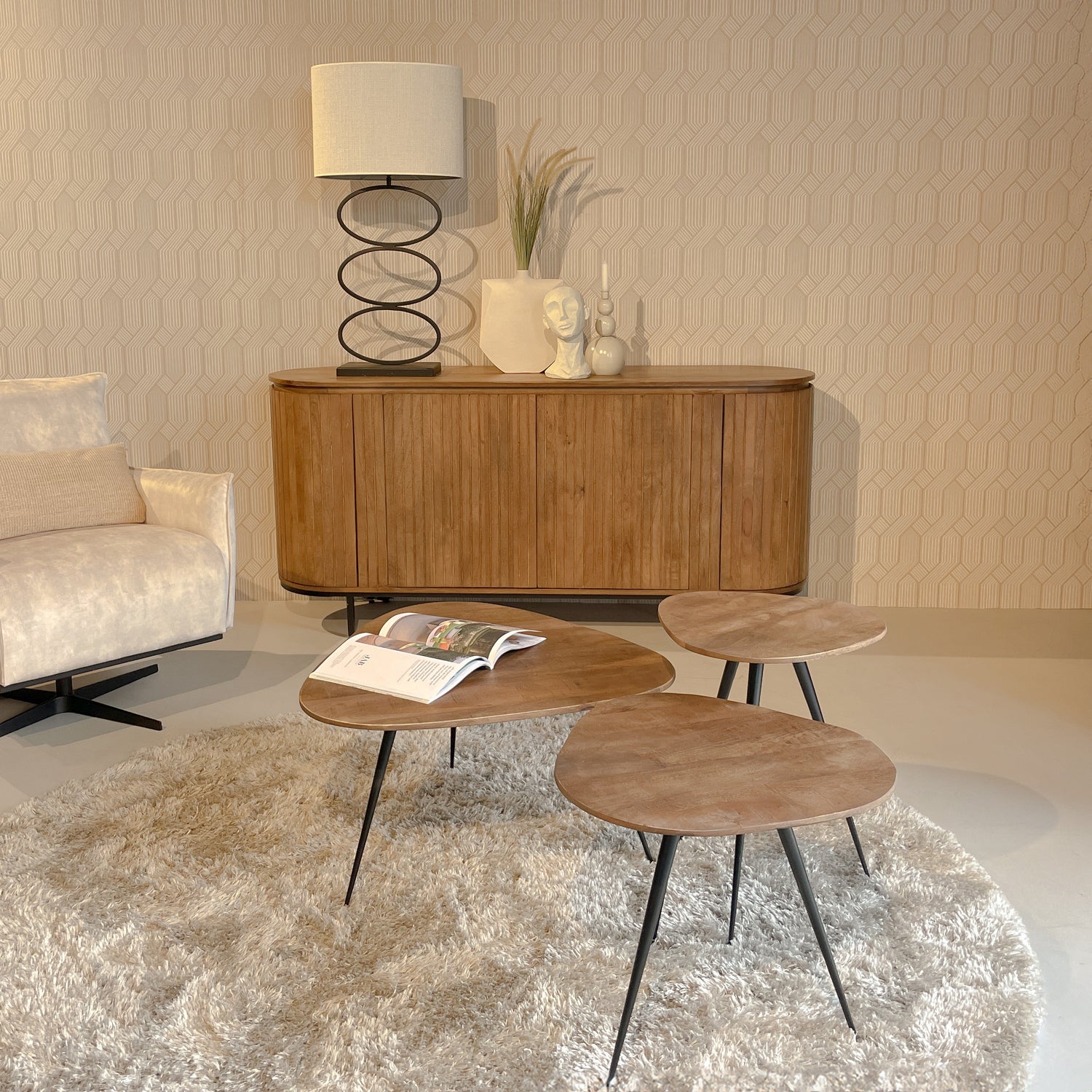 Brix bijzettafel Loua naturel / zwart 40 x 40 x 53 cm