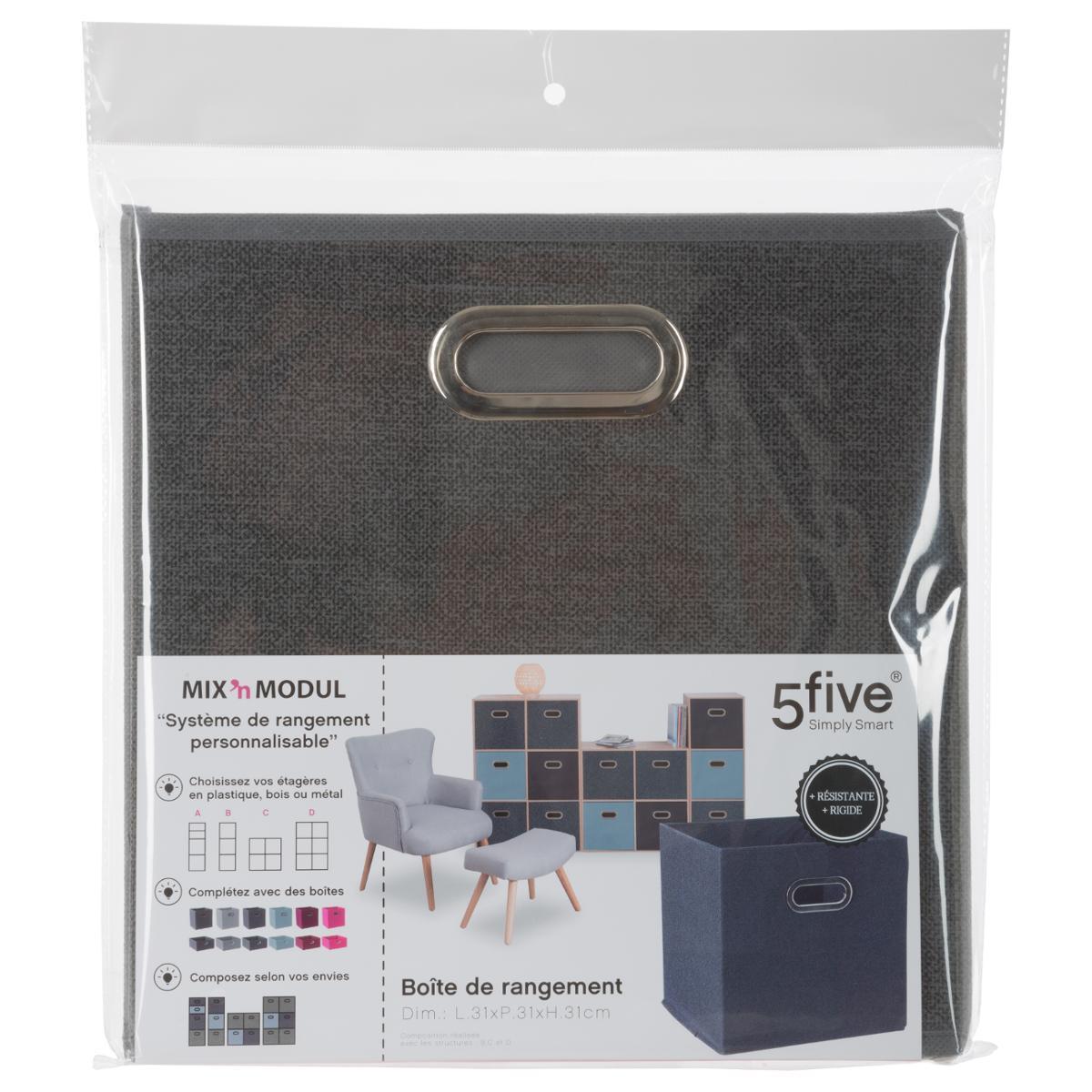 BOITE DE RANGEMENT 31X31CM GRIS FONCE CHINE