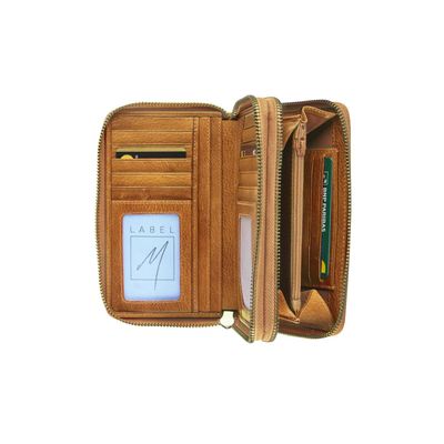 Porte-monnaie double fermeture éclair Savannah - cognac - label M